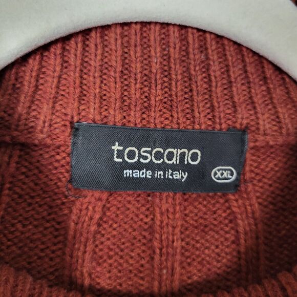 TOSCANO Dark Orange Wool Blend Mock Neck Ribbed Knitted Sweater SIZE XXL - Picture 9 of 11